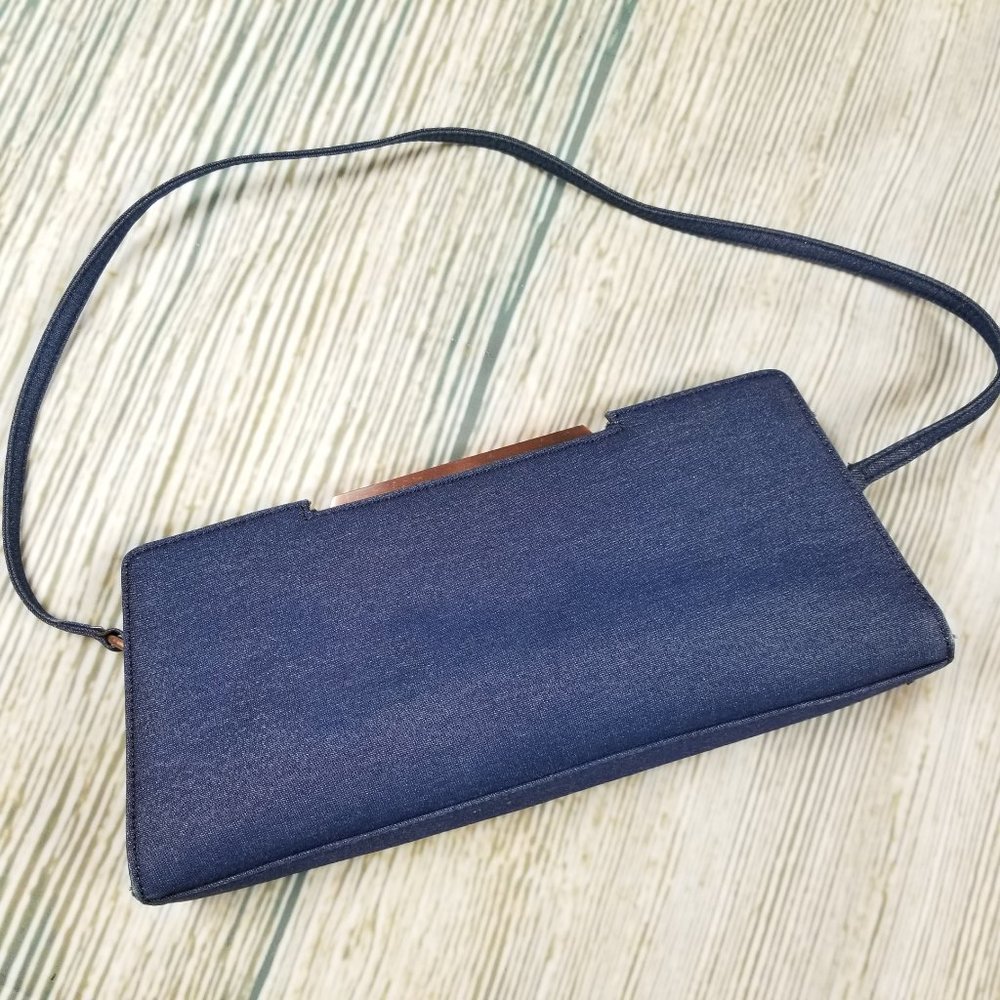 KENNETH COLE denim and rose gold hardware bag